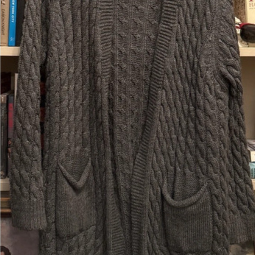 Cozy Gray Cable Knit Cardigan